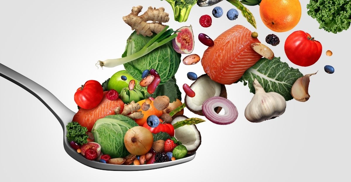 A dog eating properly prepared food instead of feeding dogs table scraps, highlighting a healthy and balanced meal